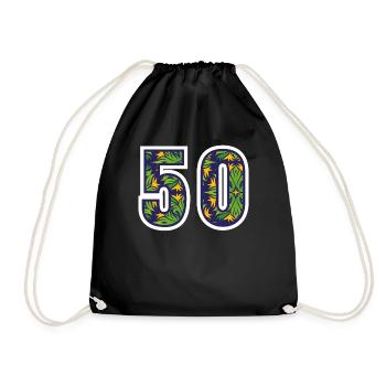 50 Zahl Grün - Turnbeutel - Schwarz - Vorne