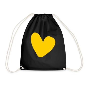 Heart Yellow Design - Drawstring Bag - black - Front