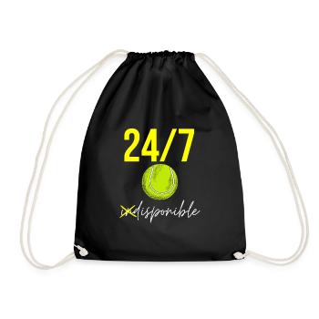 24/7 tennis- Gift idea for tennis fan - Drawstring Bag - black - Front