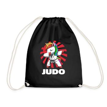 Judo Einhorn - Niedliches Judoka Einhorn - Turnbeutel - Schwarz - Vorne
