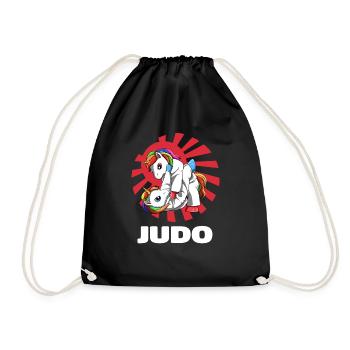 Niedliche Judo-Einhörner - Lustige Judoka - Turnbeutel - Schwarz - Vorne