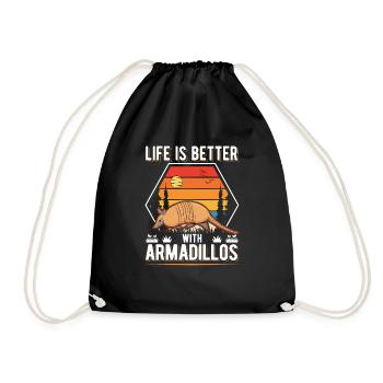 Life is better with Armadillo's armadillo - Drawstring Bag - black - Front