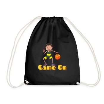 Spiel auf -Basketball Fan Geschenk - Turnbeutel - Schwarz - Vorne
