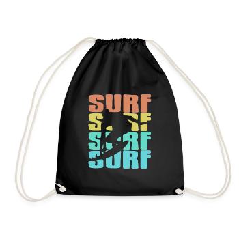 Retro Vintage Surf Surfing T-Shirt Present Gift - Turnbeutel - Schwarz - Vorne