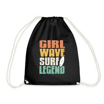 Girl Wave Surf Legend Retro Surfing T-Shirt - Turnbeutel - Schwarz - Vorne