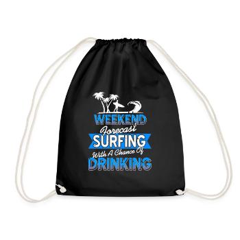 Weekend Forecast Surfing | A Chance Of Drinking - Drawstring Bag - black - Front