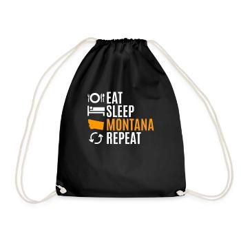 Eat Sleep Montana Repeat Gift - Drawstring Bag - black - Front