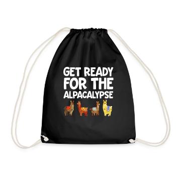 Alpaca Shirt Get Ready For The Alpacalypse Llama - Drawstring Bag - black - Front