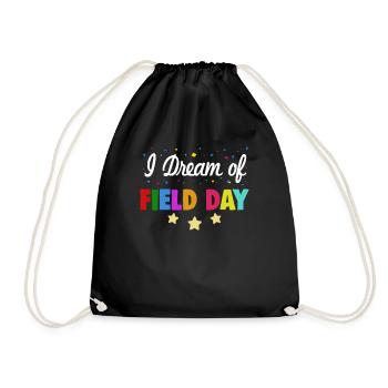 I Dream Of Field Day Cute PE Teacher Kids - Drawstring Bag - black - Front