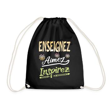 Enseignez aimez inspirez Idée cadeau professeur - Sac de sport léger - noir - Devant
