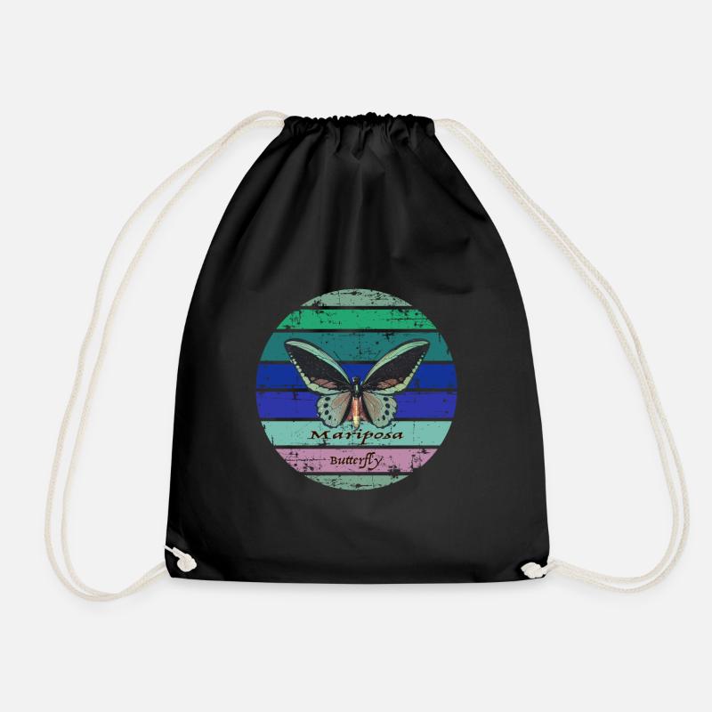 Colorful butterfly - Drawstring Bag - black