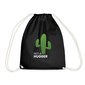 I'm Not A Hugger Cactus - Drawstring Bag - black - Front