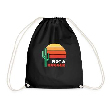I'm Not A Hugger Cactus - Drawstring Bag - black - Front