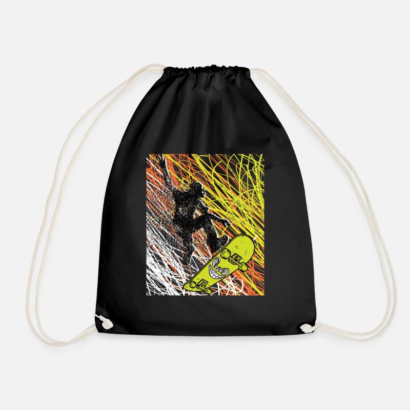 Skateboard - Drawstring Bag - black