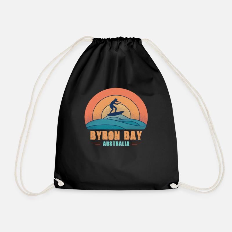 Byron Bay Australia Vintage Surfer - Turnbeutel - Schwarz