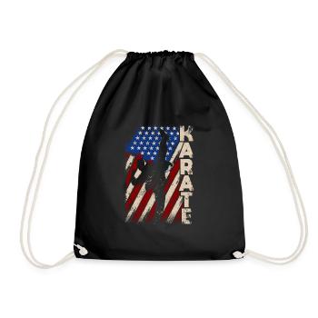 Amerikanische Flagge Karate Lustig US Kampfsport - Turnbeutel - Schwarz - Vorne