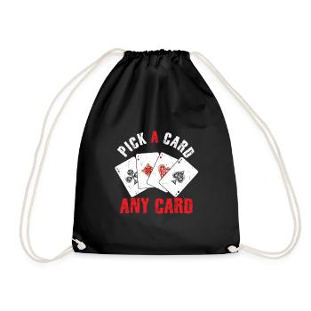 Kartenmagie Magier - Pick A Card Any Card - Turnbeutel - Schwarz - Vorne