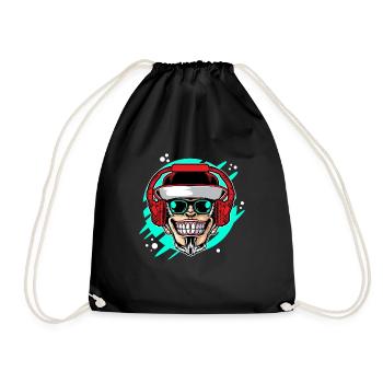 Monkey DJ mit Kopfhörer & Sonnenbrille Geschenkide - Turnbeutel - Schwarz - Vorne