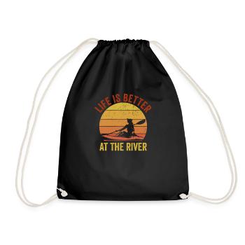 Canoë d’aviron Kajak La vie est meilleure sur la rivière - Sac de sport léger - noir - Devant