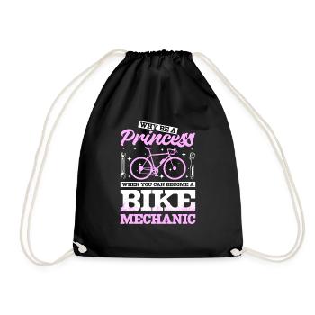 Princess bike mechanic - Drawstring Bag - black - Front