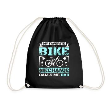 My favorite bike mechanic calls me dad - Drawstring Bag - black - Front