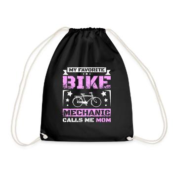 My favorite bike mechanic calls me mom - Drawstring Bag - black - Front