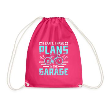 I'cant I have plans in the garage - Drawstring Bag - fuchsia - Front