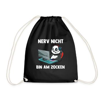 Nerv Nicht Bin Am Zocken Panda - Computer Spiele - Turnbeutel - Schwarz - Vorne