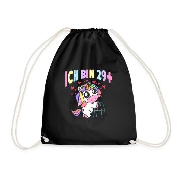 Damen Ich bin 29+ Einhorn mit Rollator Geschenk - Turnbeutel - Schwarz - Vorne