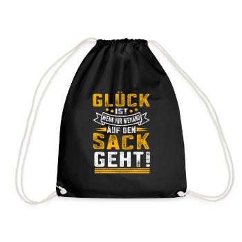 Glück ist wenn mir niemand auf den Sack geht - Turnbeutel - Schwarz - Vorne