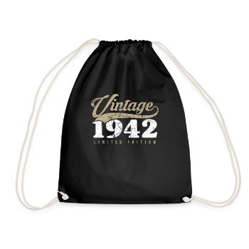 Vintage 1942 80th birthday 80 years - Drawstring Bag - black - Front