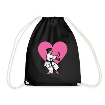 Karate love - karate gift idea - Drawstring Bag - black - Front