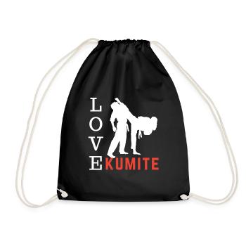 kumite love - karate gift idea - Drawstring Bag - black - Front