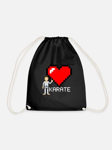 Karate pixel - karate gift idea - Drawstring Bag - black