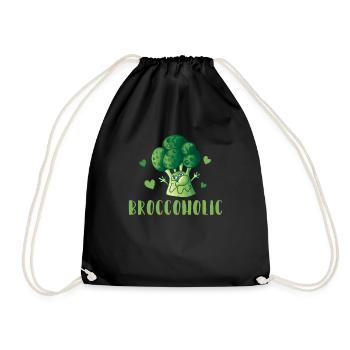Broccoholic gesunde Ernährung pflanzliches Essen - Turnbeutel - Schwarz - Vorne