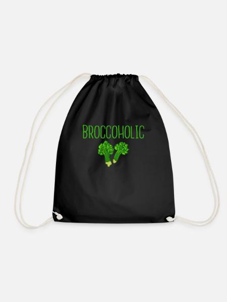 Broccoholic Gesundes Gemüse Fleischlos Vegan - Turnbeutel - Schwarz