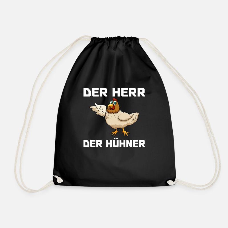 Der Herr der Hühner Bauernhof Sprüche Bauer Küken - Turnbeutel - Schwarz