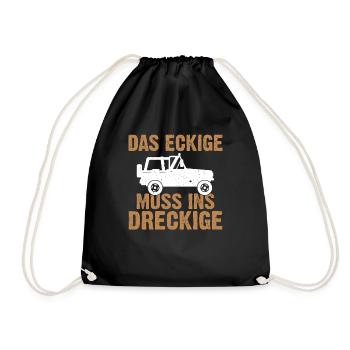 Das Eckige Muss ins Dreckige Gelände Offroader Jäg - Turnbeutel - Schwarz - Vorne