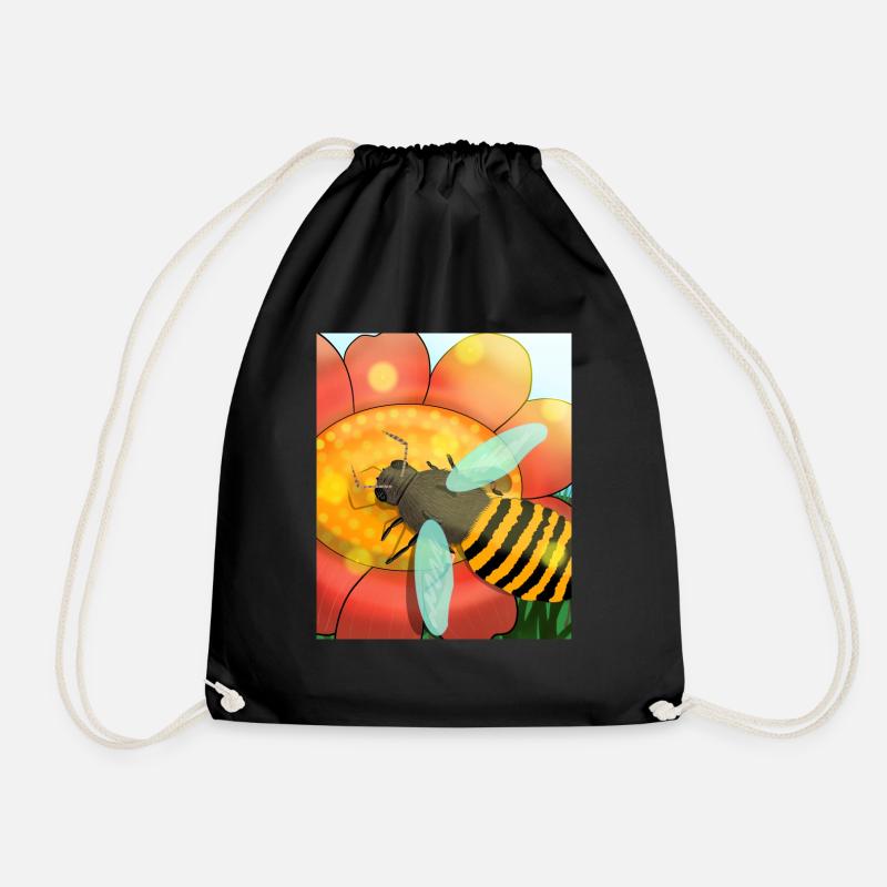 Bee - Drawstring Bag - black