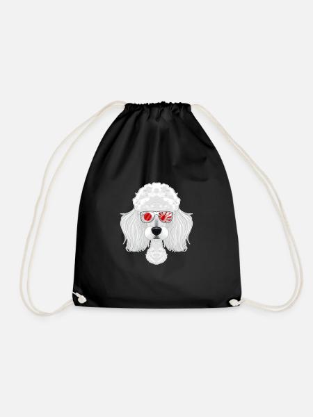 Poodle Japan Sunglasses I Japanese Flag - Drawstring Bag - black