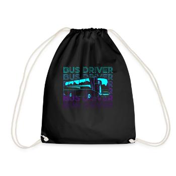 Busfahrer Retro Geschenk - Turnbeutel - Schwarz - Vorne