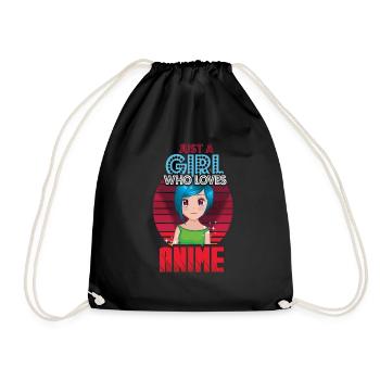 Vaporwave Japan Japanese Vintage Girl Loves Anime - Drawstring Bag - black - Front
