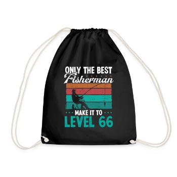 66 Fishing Level 66 Year Old Angler Fisherman - Drawstring Bag - black - Front