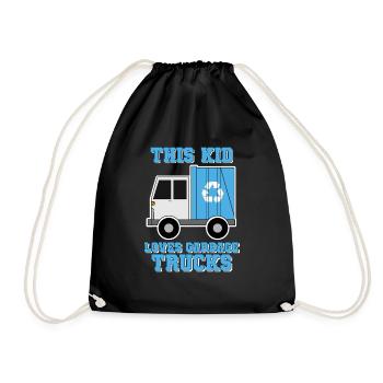 Müllwagen Liebe Müllabfuhr Kind Junge I Geschenk - Turnbeutel - Schwarz - Vorne