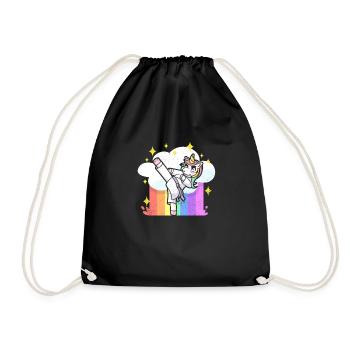 Karaté Amusant Arts Martiaux Arc-en-ciel Licorne - Sac de sport léger - noir - Devant