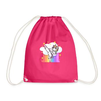 Lustige Karate Kampfsportarten Regenbogen Einhorn - Turnbeutel - Fuchsia - Vorne