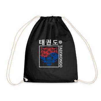 Tae Kwon Do Tiger Korea Funny Taekwondo Korea - Drawstring Bag - black - Front