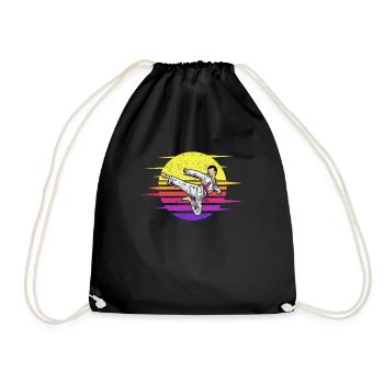 Karate Athlete Sparring Martial Arts Fighter Asia - Drawstring Bag - black - Front