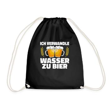 Ich verwandle Wasser zu Bier Leidenschaftlicher Bi - Turnbeutel - Schwarz - Vorne