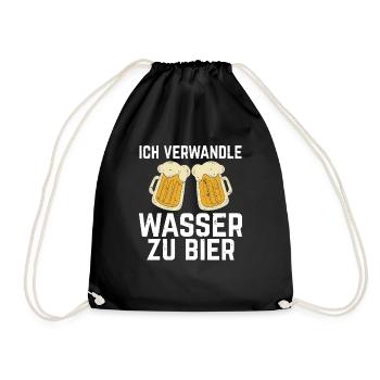 Ich verwandle Wasser zu Bier Bierbauer Braumeister - Turnbeutel - Schwarz - Vorne